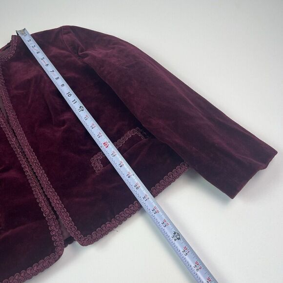 Vintage Velvet Blazer 14 Burgundy Jacket Academia whimsigoth grunge Cottagecore - Picture 6 of 12